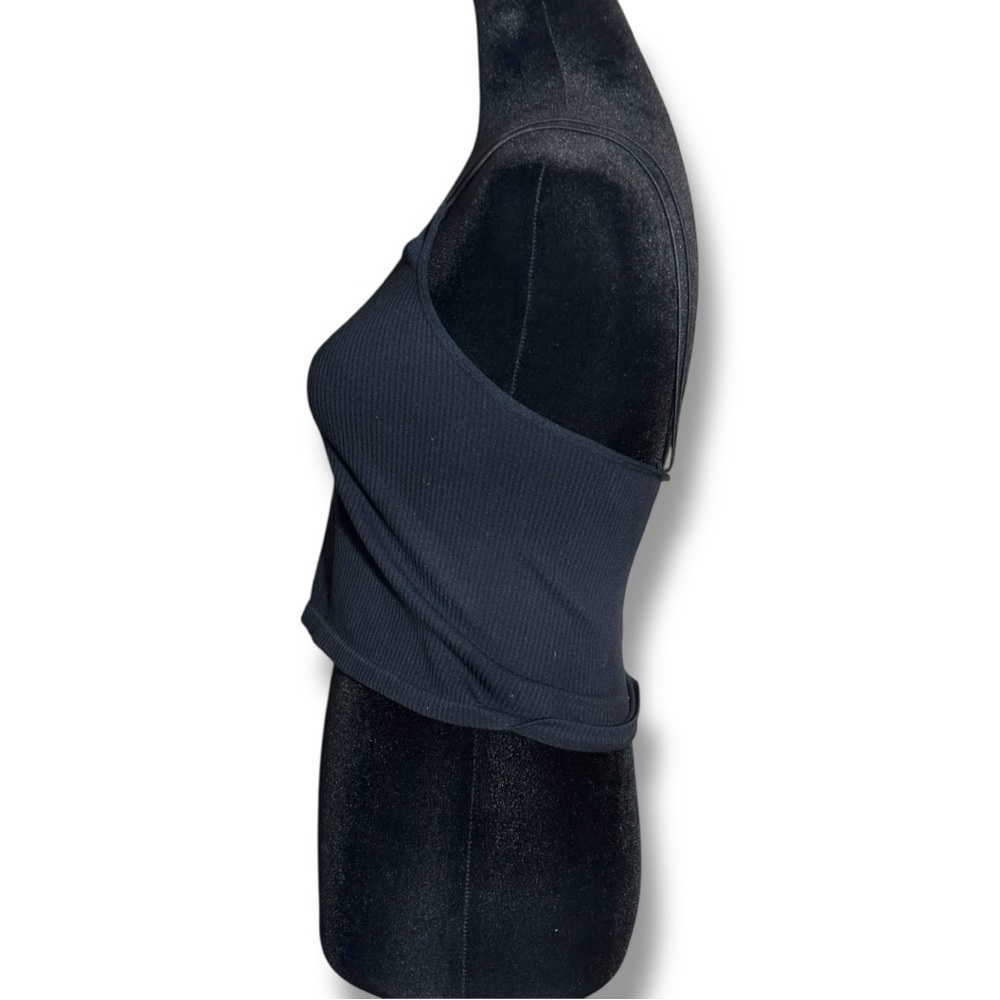 Zara Charcoal Scoop Neck Ribbed Skinny Double Strap Cropped  Camisole Top - Picture 4 of 13